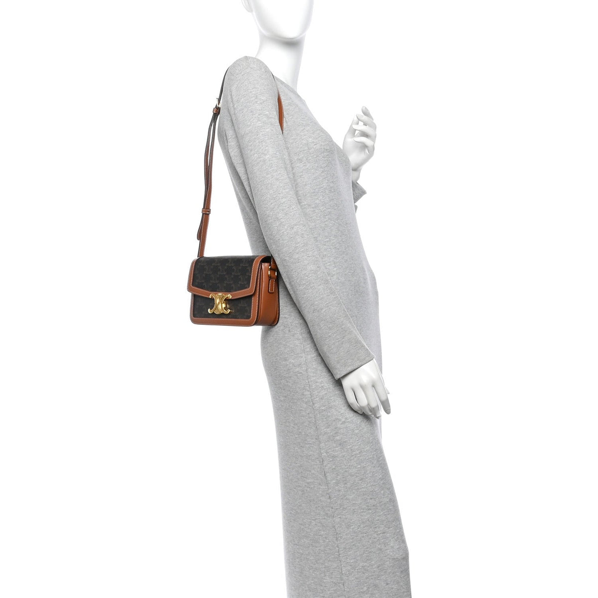 Calfskin Canvas Handbag - Tan