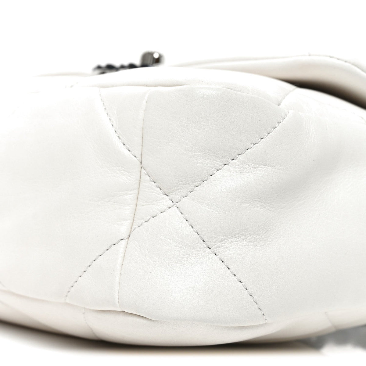 Medium Quilted Calfskin Flap Shoulder Bag - White