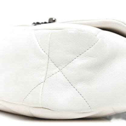 Medium Quilted Calfskin Flap Shoulder Bag - White