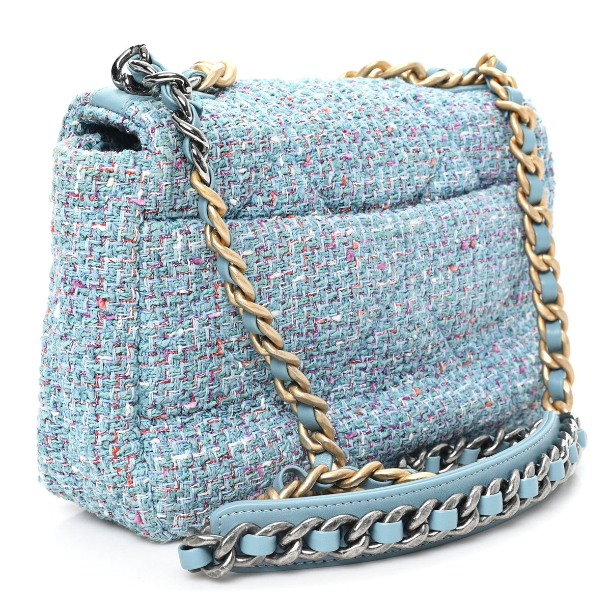 Medium Quilted Flap Shoulder Bag - Blue