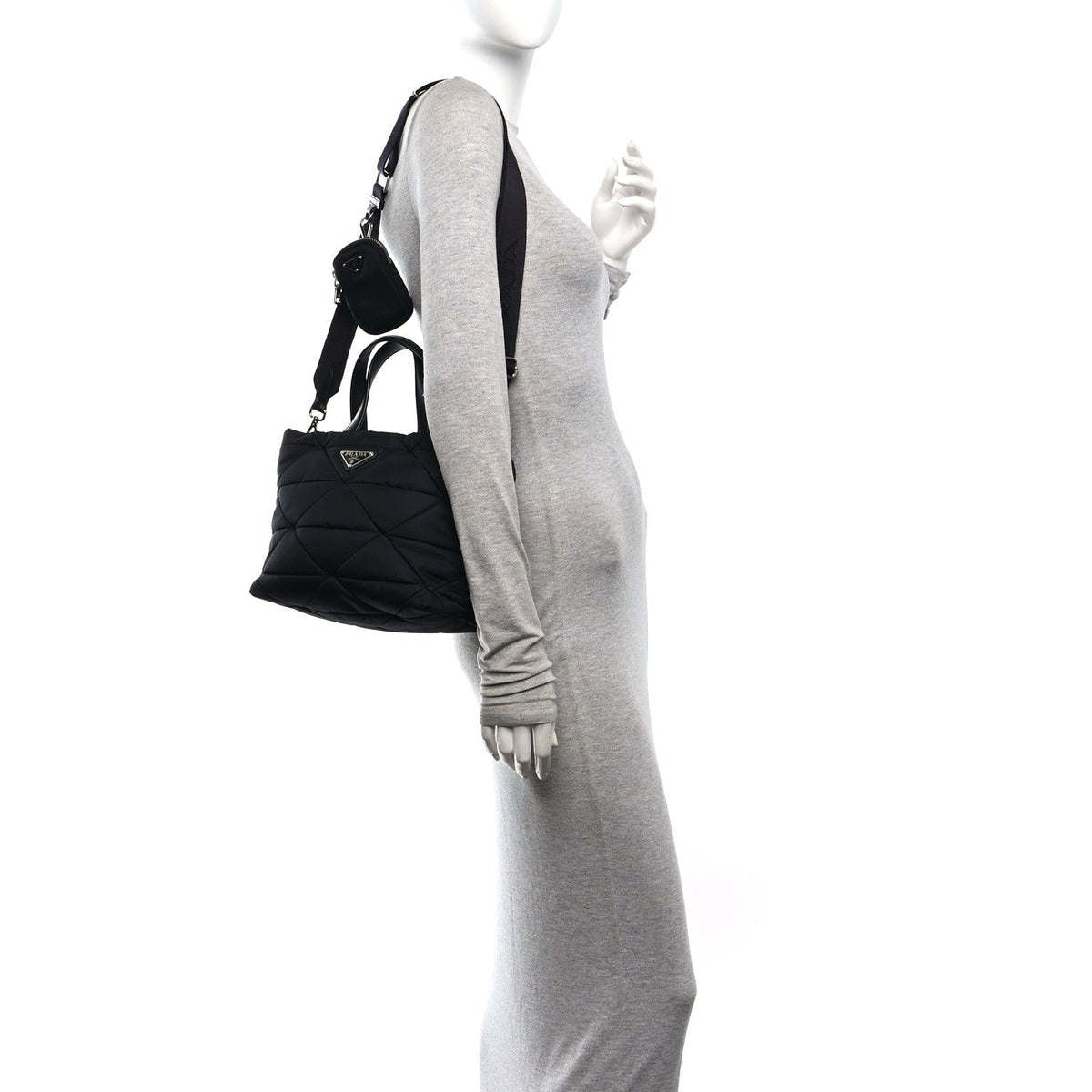 Quilted Nylon Tote Bag - Black