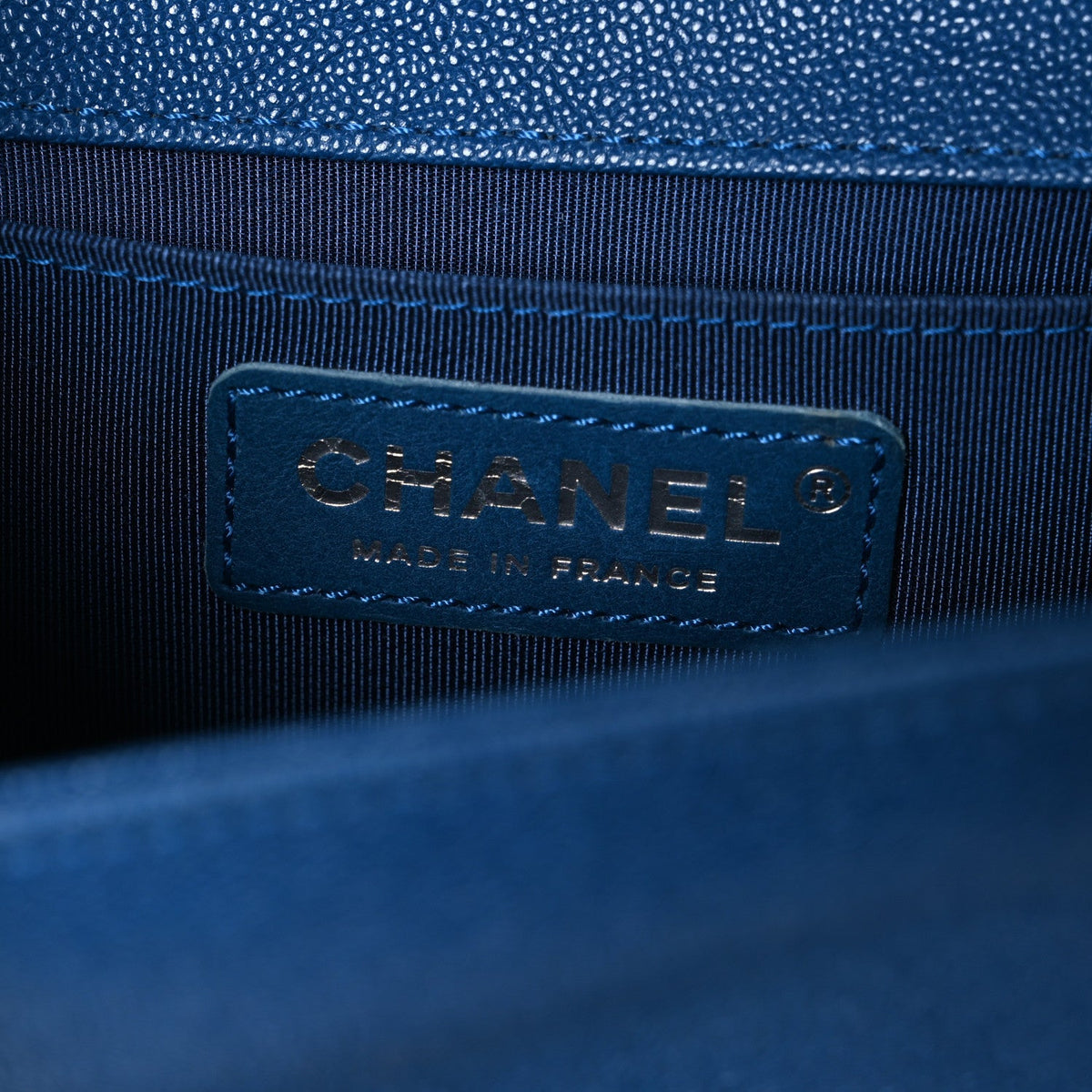 Small Quilted Caviar Flap Shoulder Bag - Blue