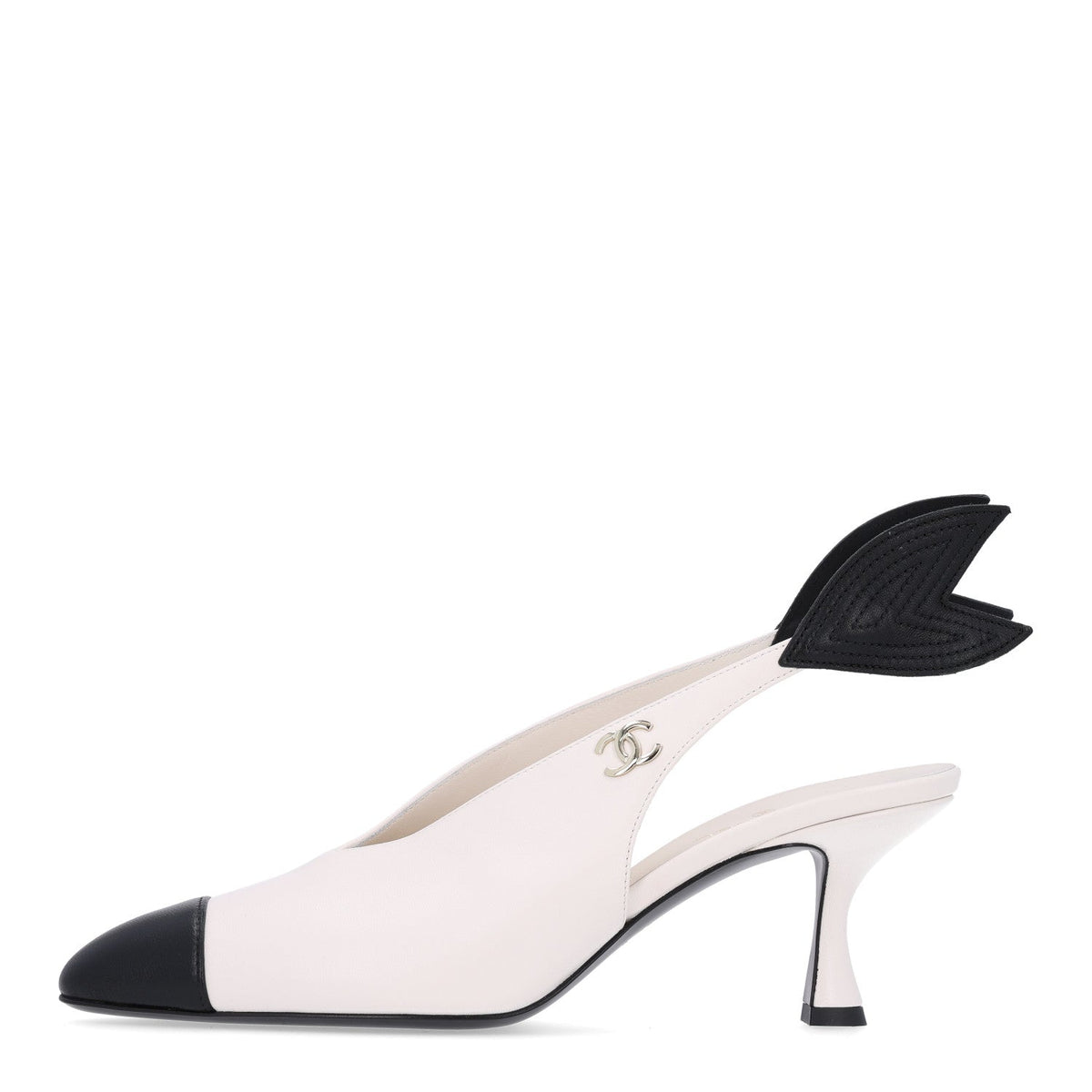 Lambskin Slingback Pumps White Black