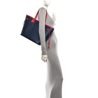 Epi Neverfull Mm Indigo Coquelicot Handbag