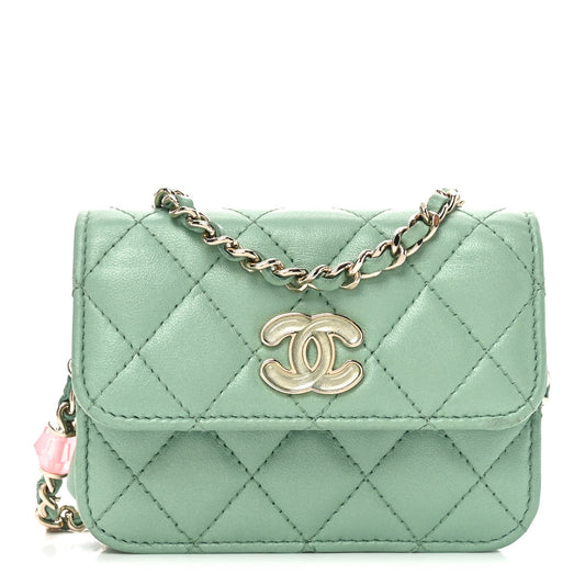Mini Quilted Lambskin Handbag - Light Green