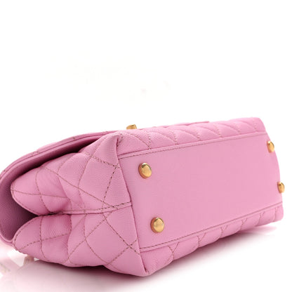 Mini Quilted Caviar Flap Shoulder Bag - Pink