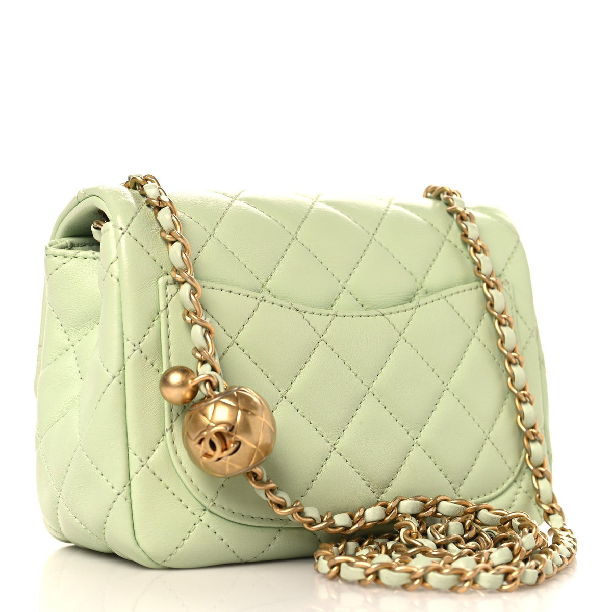 Mini Quilted Lambskin Flap Shoulder Bag - Light Green