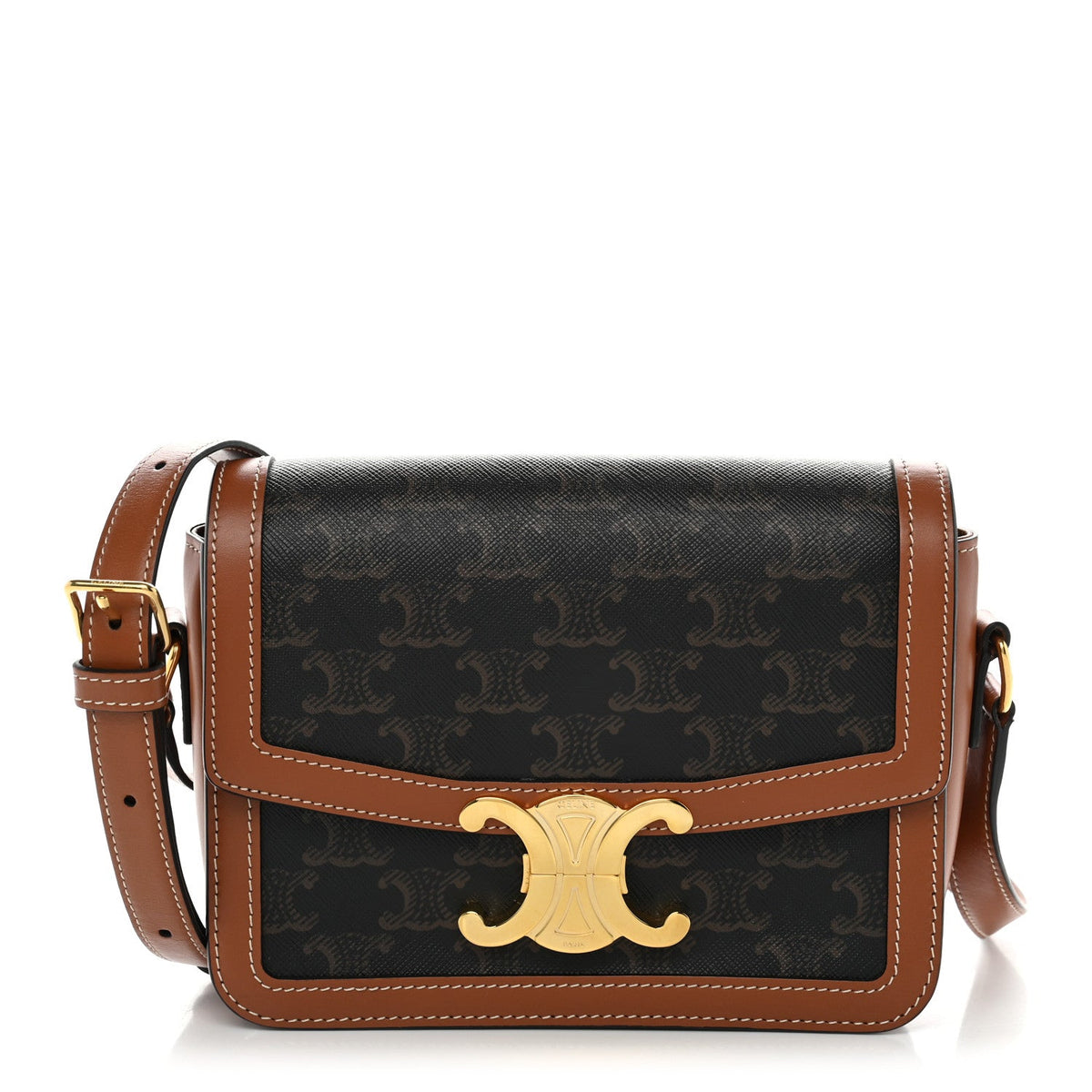 Calfskin Canvas Handbag - Tan