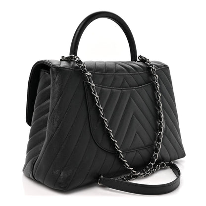 Medium Quilted Caviar Flap Shoulder Bag - Black