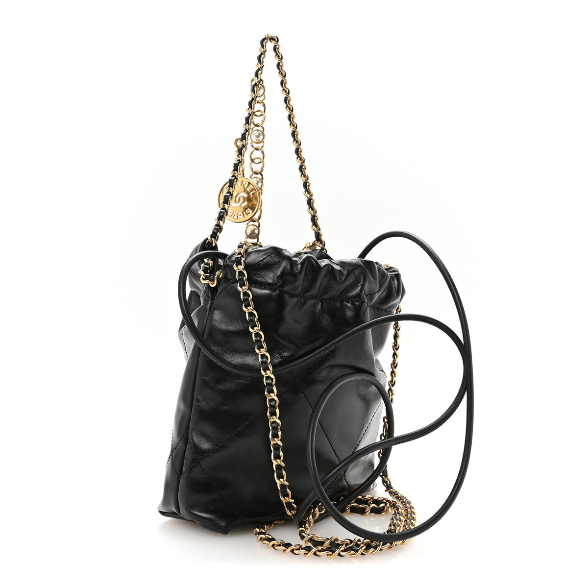 Mini Quilted Calfskin Handbag - Black