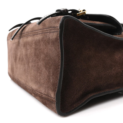Small Suede Satchel Bag - Chocolate