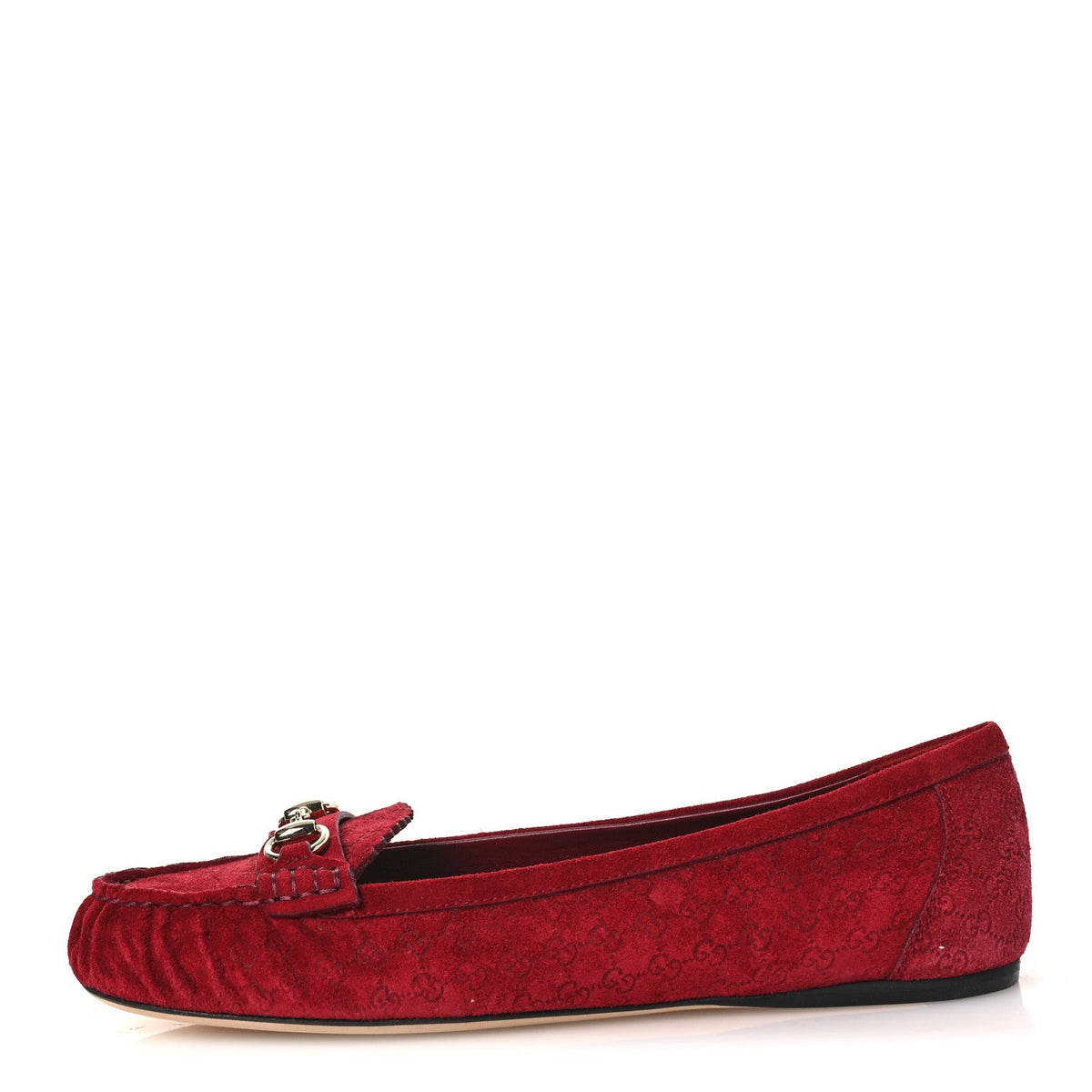 Suede Micro GG Horsebit Kensington Moccasin Loafers Rosso Ancora