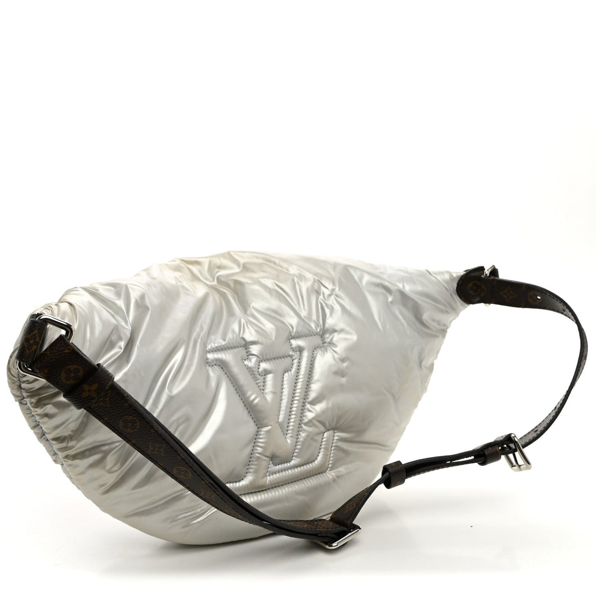 Econyl Monogram Pillow Bumbag Silver Handbag