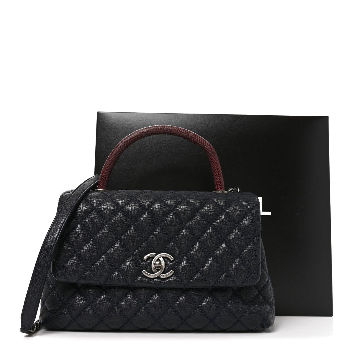 Small Quilted Caviar Flap Shoulder Bag - Blue