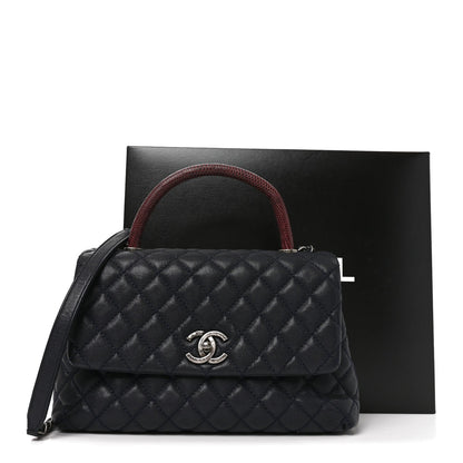 Small Quilted Caviar Flap Shoulder Bag - Blue