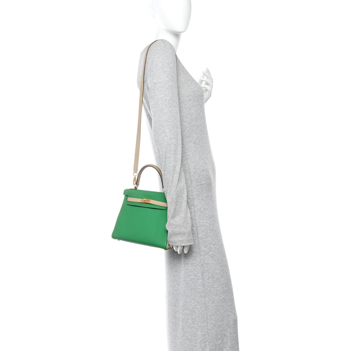 Togo Horseshoe Kelly Retourne 25 Bambou  Handbag