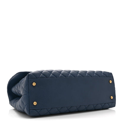 Medium Quilted Caviar Flap Shoulder Bag - Blue