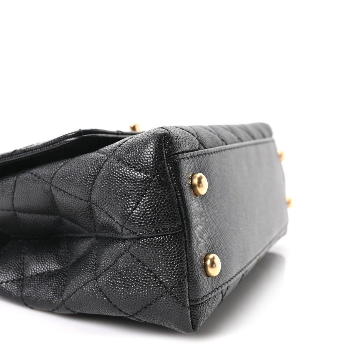 Mini Quilted Caviar Flap Shoulder Bag - Black