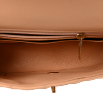Mini Quilted Lambskin Flap Shoulder Bag - Tan