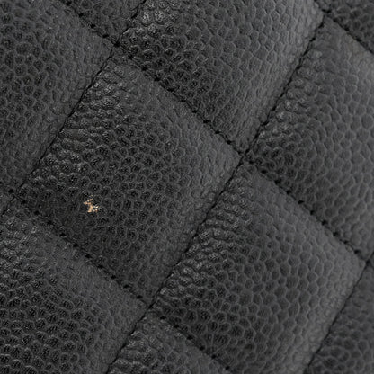 Maxi Quilted Caviar Flap Shoulder Bag - Black