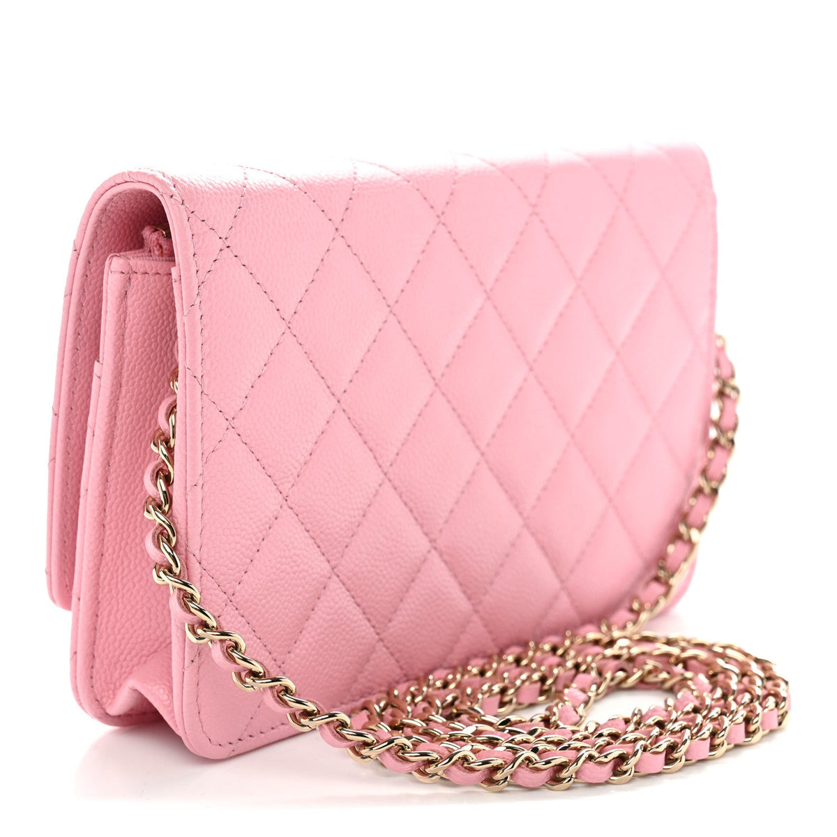 Quilted Caviar Wallet Bag - Pink