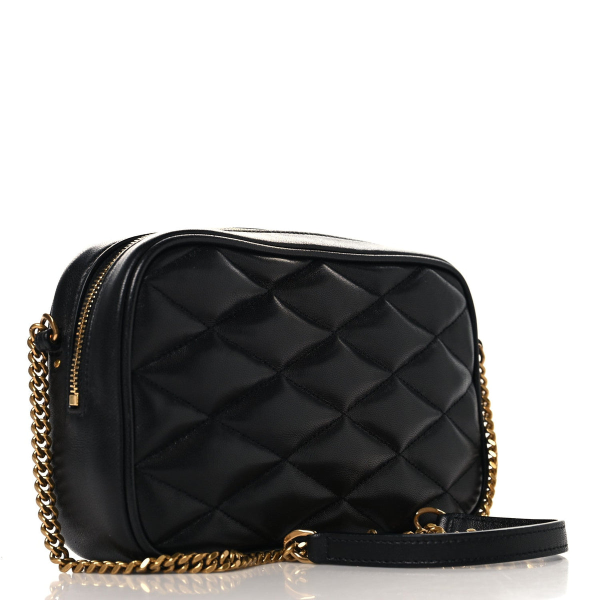 Mini Quilted Lambskin Crossbody Bag - Black
