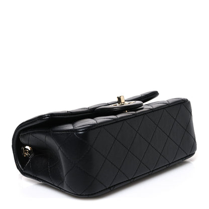 Mini Quilted Lambskin Flap Shoulder Bag - Tan