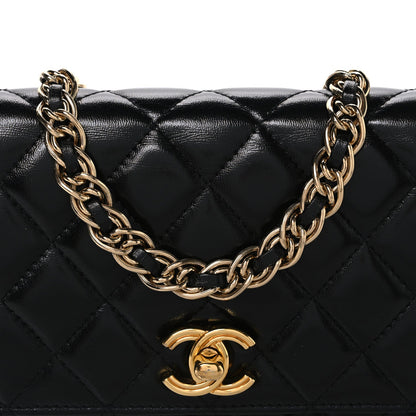 Quilted Lambskin Wallet Bag - Gold