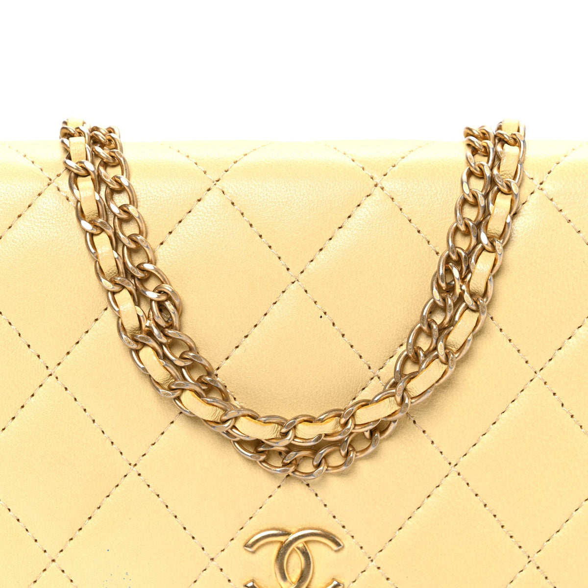 Quilted Lambskin Wallet Bag - Yellow