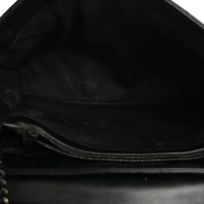 Large Quilted Calfskin Satchel Bag - Black