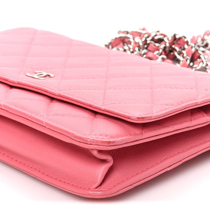 Quilted Lambskin Wallet Bag - Pink