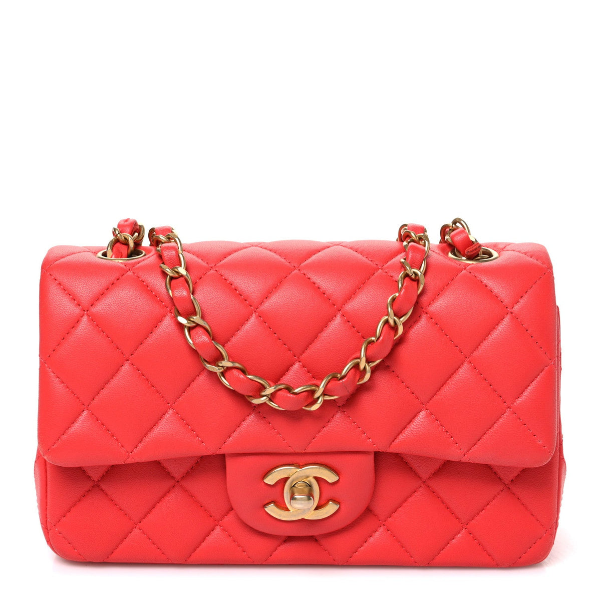 Mini Quilted Lambskin Flap Shoulder Bag - Tan