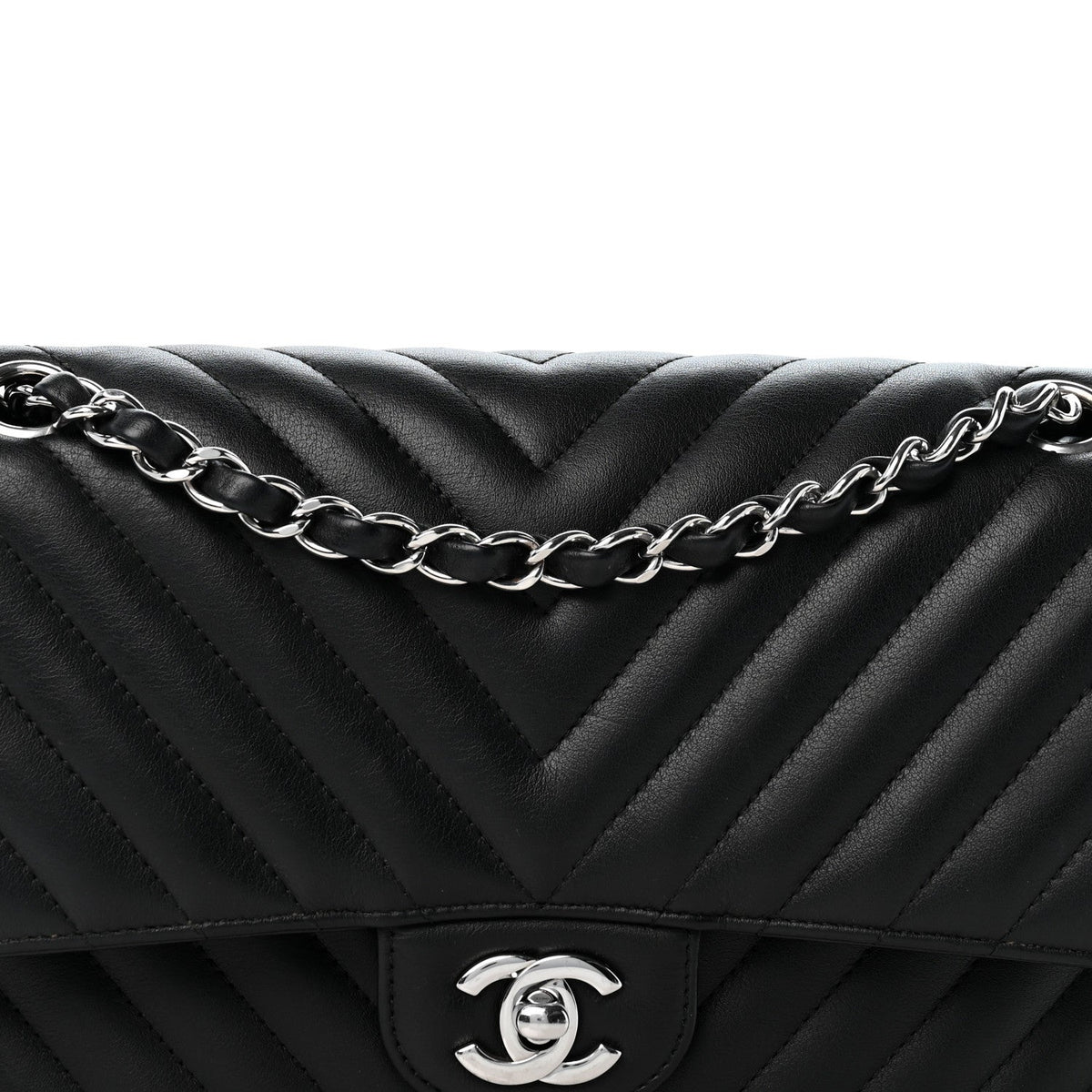 Medium Quilted Lambskin Flap Shoulder Bag - Black
