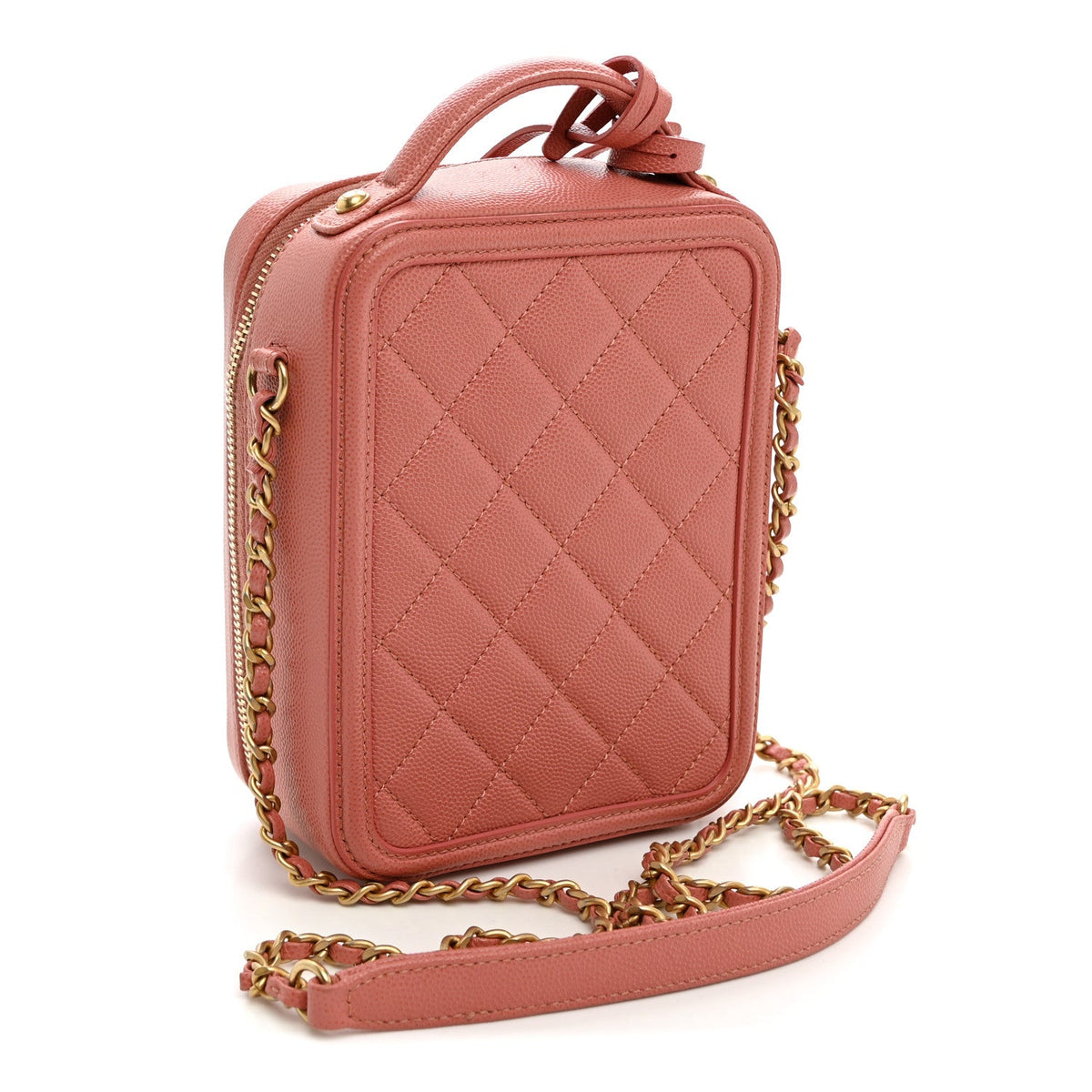 Quilted Caviar Handbag - Pink
