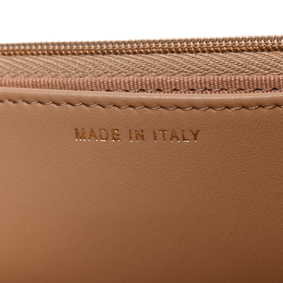 Quilted Caviar Wallet Bag - Beige