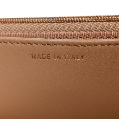 Quilted Caviar Wallet Bag - Beige