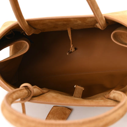 Large Calfskin Suede Handbag - Natural