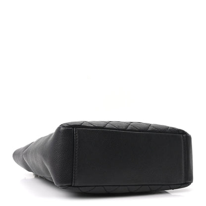 Quilted Caviar Tote Bag - Black