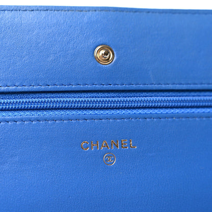 Quilted Lambskin Wallet Bag - Blue