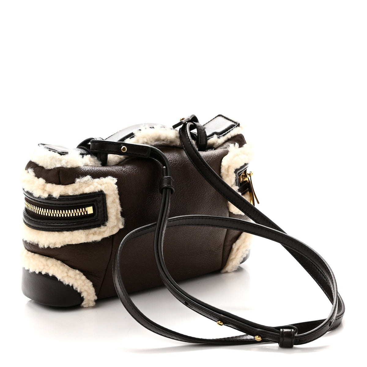 Calfskin Shearling Handbag - Brown