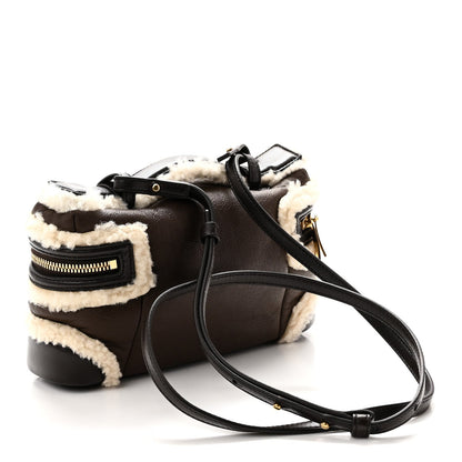 Calfskin Shearling Handbag - Brown