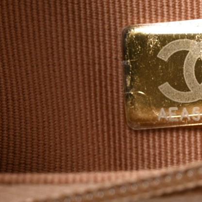 Quilted Caviar Wallet Bag - Beige