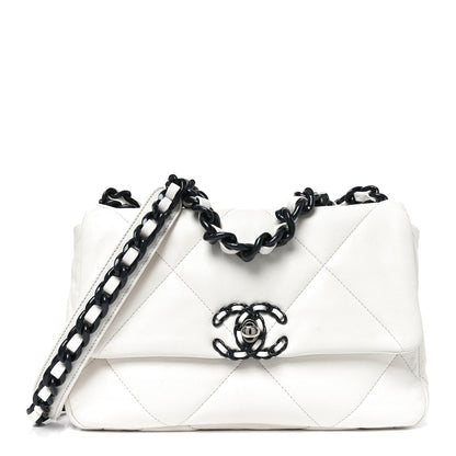 Medium Quilted Calfskin Flap Shoulder Bag - White