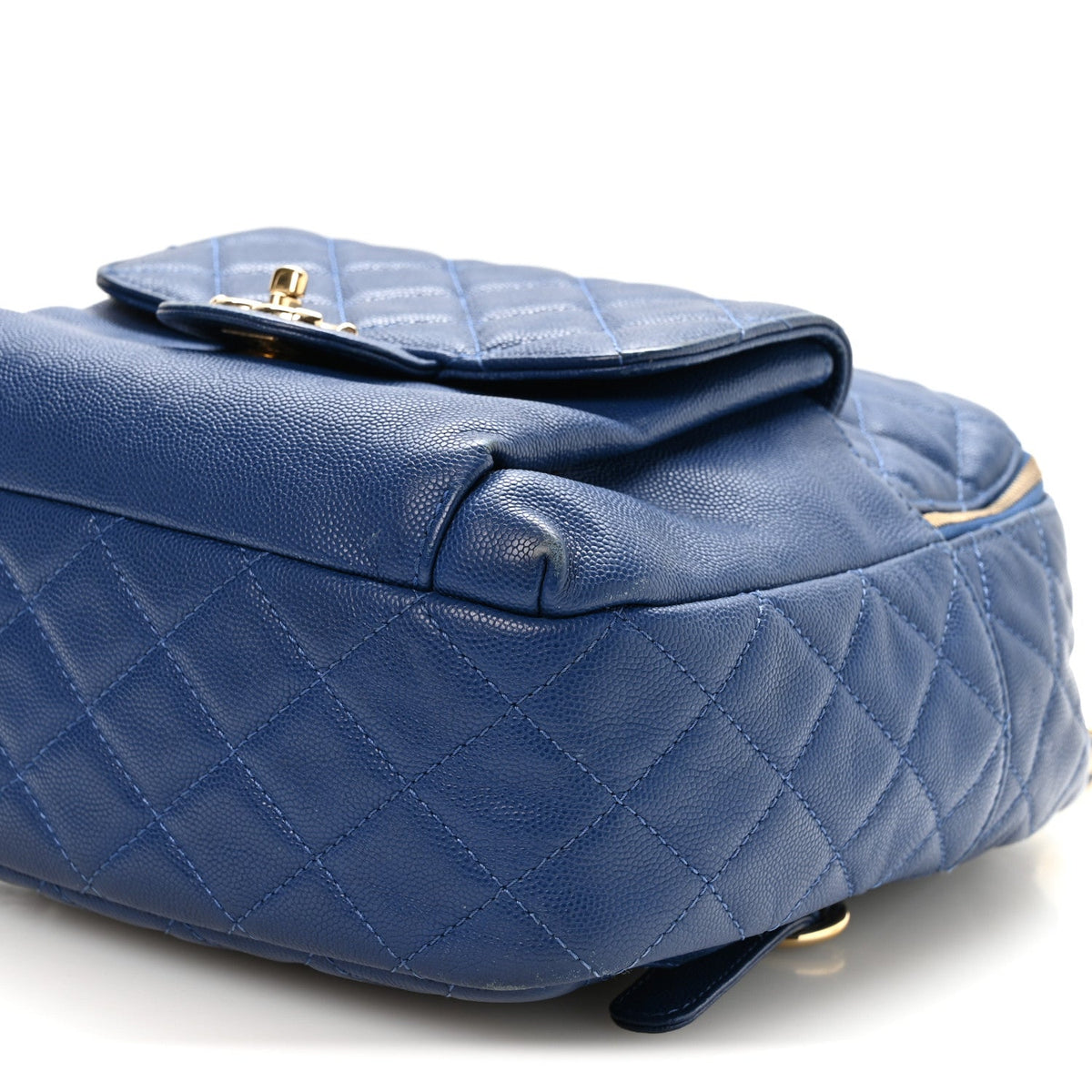 Large Quilted Caviar Backpack - Blue