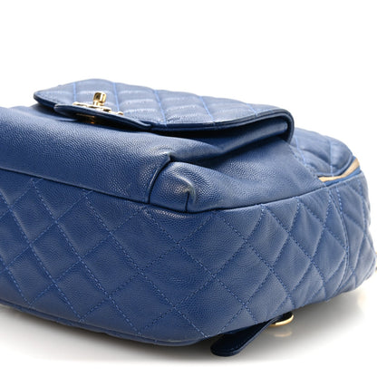 Large Quilted Caviar Backpack - Blue