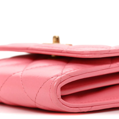 Quilted Lambskin Handbag - Pink