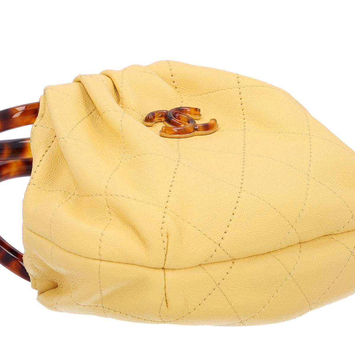 Mini Quilted Lambskin Pouch - Yellow