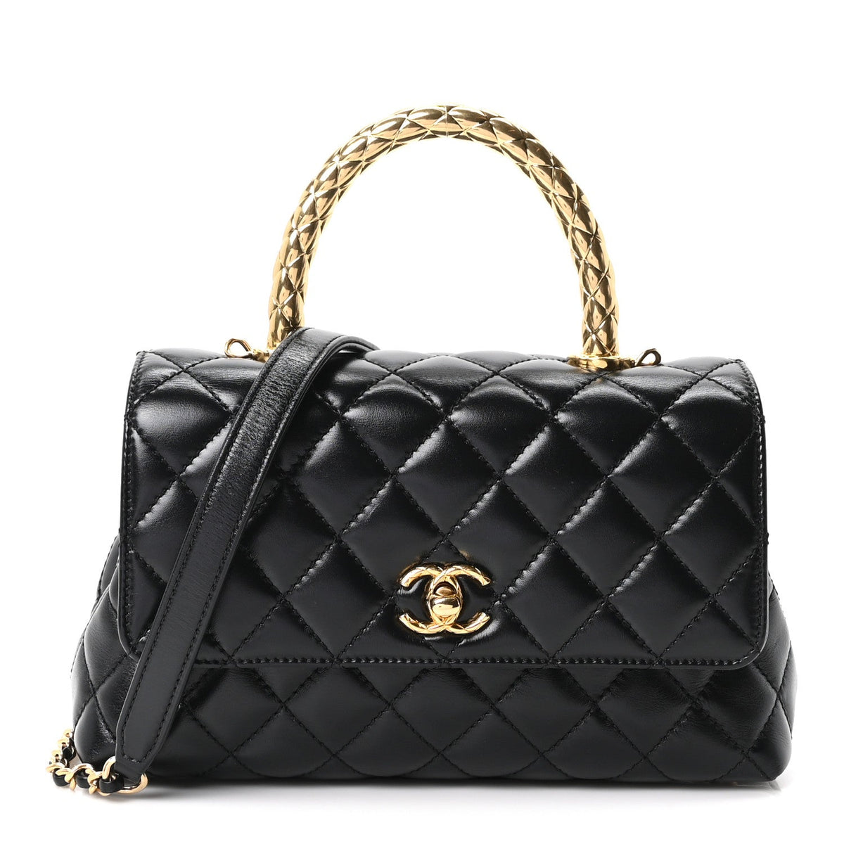 Mini Quilted Calfskin Flap Shoulder Bag - Gold