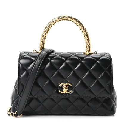 Mini Quilted Calfskin Flap Shoulder Bag - Gold