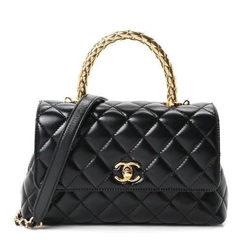 Mini Quilted Calfskin Flap Shoulder Bag - Gold